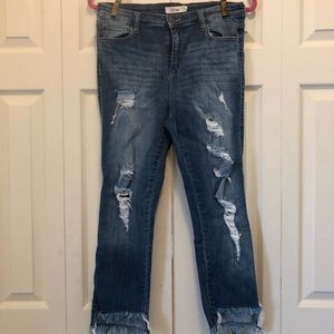 Cropped, ripped, skinny jeans